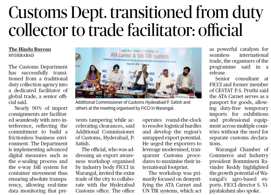 Customs Dept. transitioned from duty collector to trade facilitator: official - The Hindu
